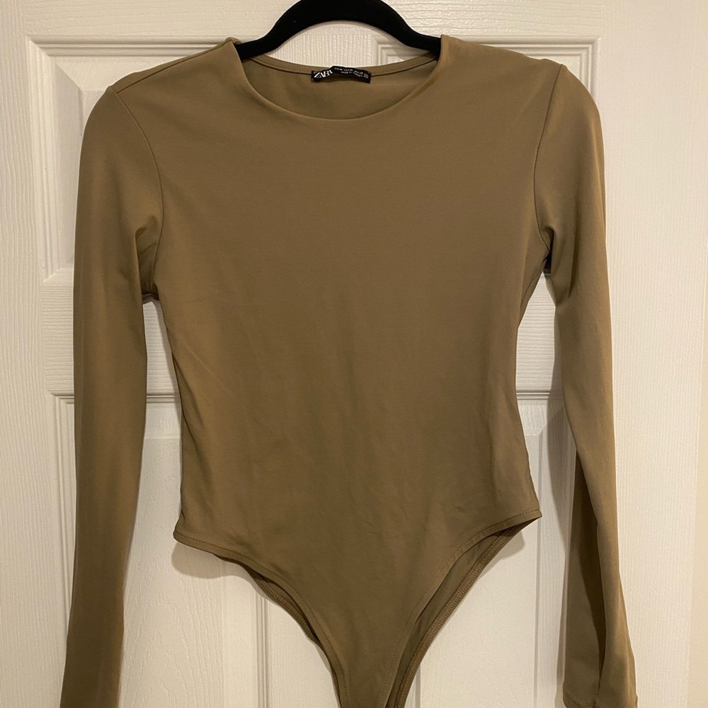 Zara Tan Long Sleeve Bodysuit